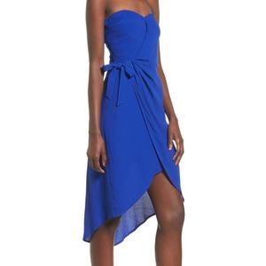 Blue Strapless A Line Dress
